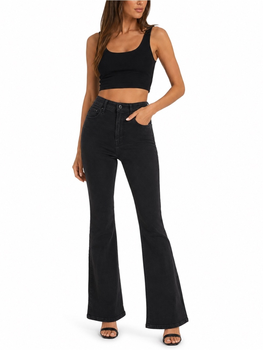 Rag & Bone High Rise Black Flare Jeans Size 27